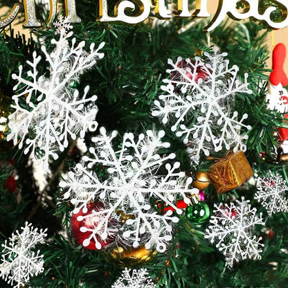 120/30PCS Christmas Snowflake Ornaments Glitter Fake White Snowflake Xmas Tree Hanging Pendents New Year Home Party Decorations