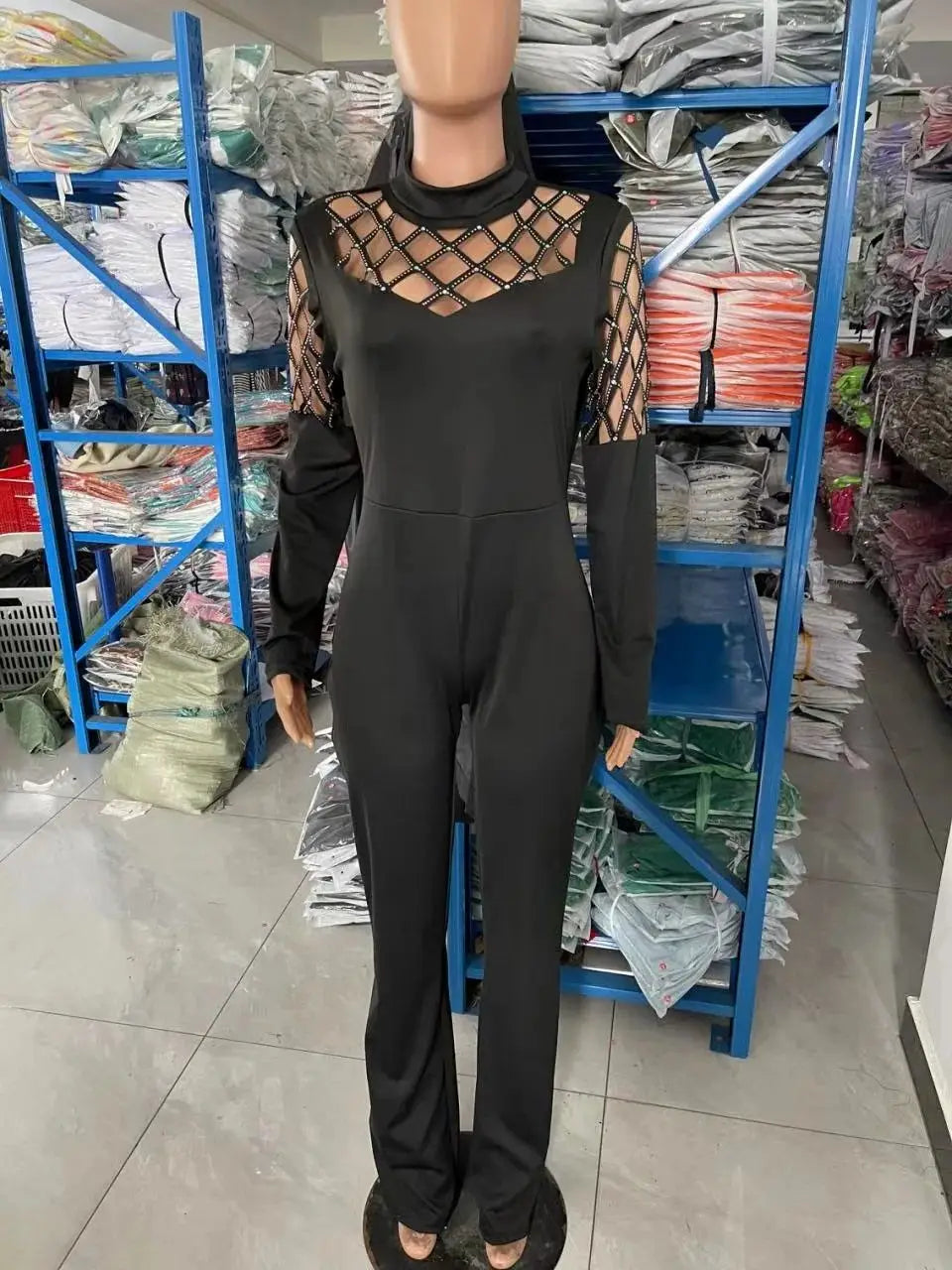 Women's Tight Jumpsuit Spring 2024 New Streetwear Fashion Elegant Splicing Sexy High Waist Long Sleeves Jump Suits for Female