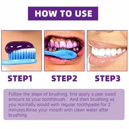 V34 30ml Purple Whitening Toothpaste Remove Stains Reduce Yellowing Care For Teeth Gums Fresh Breath Brightening Teeth New