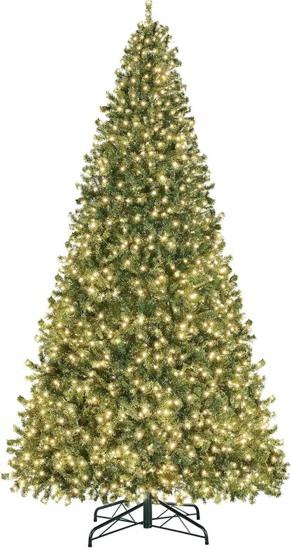 12 Foot Pre Installed Spruce Artificial Hinge Christmas Pine with 1500 Warm White Lights and 4668 Branch Tips, Green