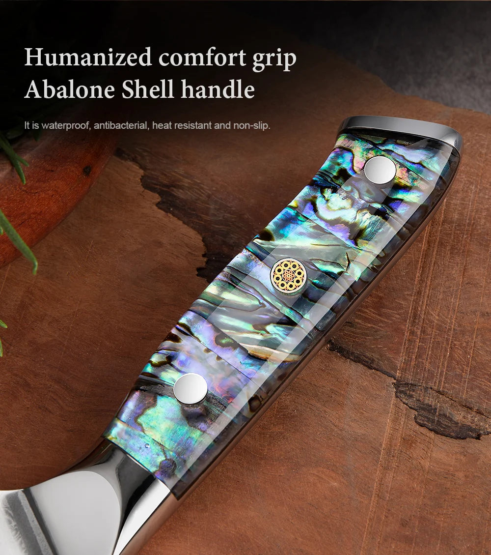 XITUO 67 Layer Damascus Steel Kitchen Knives Set Abalone Handle Sharp Santoku Bread Boning Knife Practical Kitchen Cutting Tools