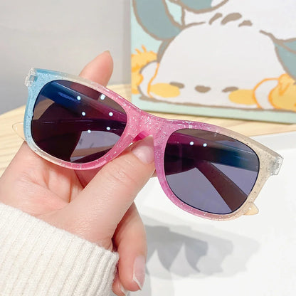 2024 New Trendy Cool Children's Colorful Shiny Square Sunglasses Girls Trendy Fashionable Cute Sun Glasses Kids Eyewear