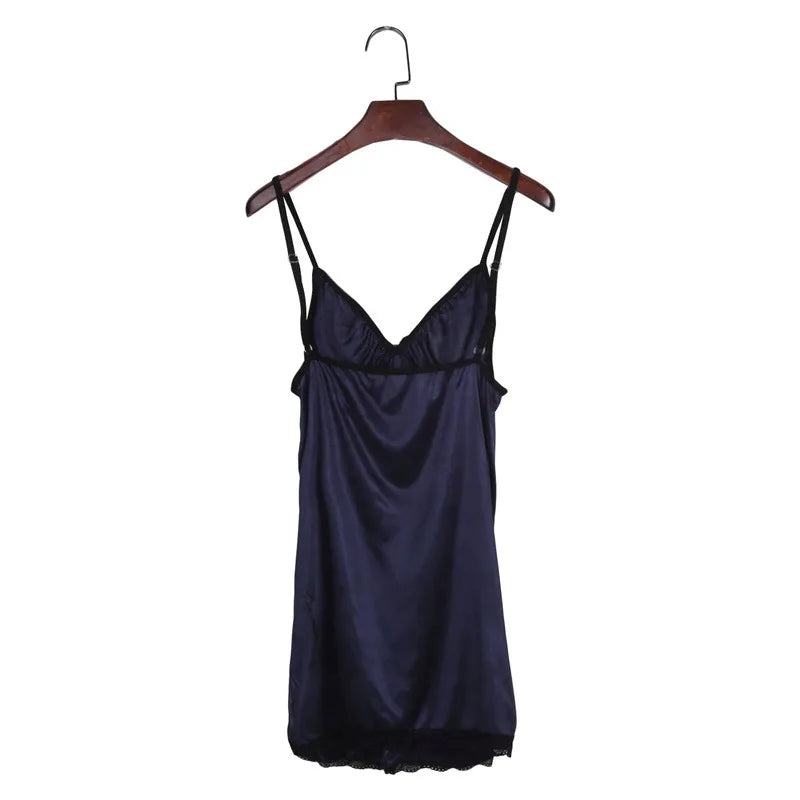 Women's Nightgown Sexy Sleepwear Silk Satin Nightwear Slip Dress Sleeveless Pajamas Sleepwear Plus Size Nightwear Comfortable