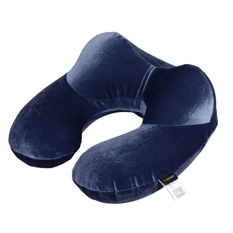 U-Shape Travel Pillow for Airplane Inflatable Neck Pillow Travel Accessories Comfortable Pillow for Sleep Home Textile Blue