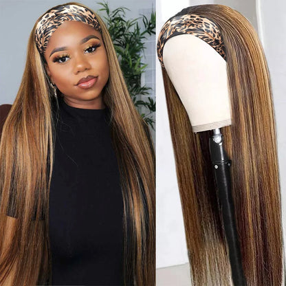 Uwigs 4/27 Highlight Headband Wigs Human Hair 250 Density Straight 100% Human Hair Wigs Full Machine Made Wigs For Women