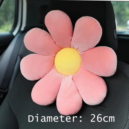 1Pcs Cute Flower Woman Car Neck Pillow Cushion Soft Car Headrest Waist Pillow Safety Seat Belt Shoulder Pad for Girls