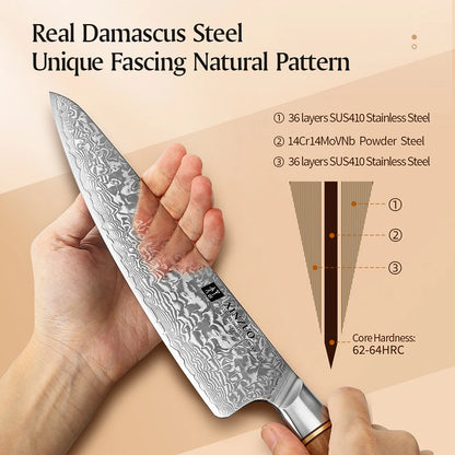 XINZUO Kitchen Knife 6 Set Knife Set 73 Layers Damascus Steel High-end Cooking Tools High Hardness Kitchen Knife Comfort Handle