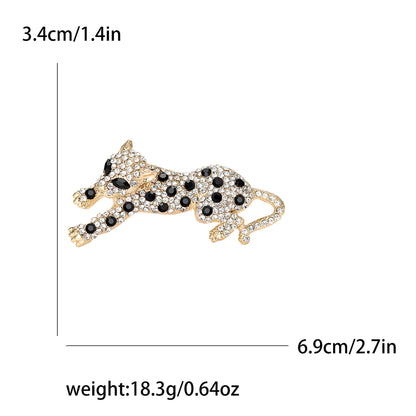 Women's Rhinestone Leopard Brooches Unisex Animal Pins 4-Color Office Party Casual Accessories Gifts