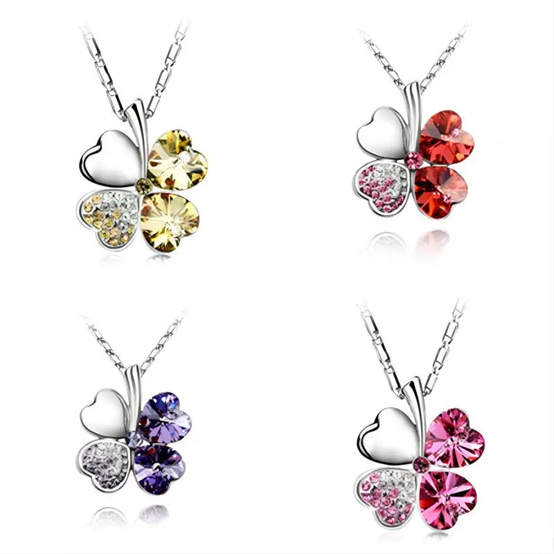 TRPOPSYN Crystal 4 Four Leaf Leaves Clover Pendant Necklaces Lover Birthday Gift Quality Fashion Jewelry Dropshipping Charm Girl