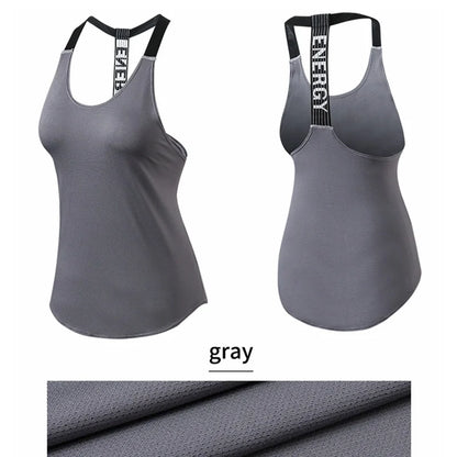 Women Gym Tops Black Sleeveless Yoga Top Women Fitness Shirt Gym Vest Running workout Sports Tops Letter Backless Shirt