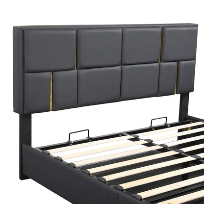 Upholstered Platform Beds with Storage System, Wood Bed Frame for Kids and Adults, Bedroom Furniture