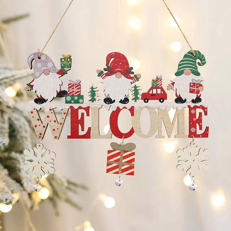 Wooden Christmas Hanging Pendants Gnome Santa Claus Merry Christmas Decoration for Home Xmas Tree Ornaments 2024 New Year Gifts