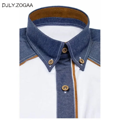 ZOGAA Men's Shirts Fashion Denim Short Sleeve Formal Shirts Man Casual Summer Clothing Tops Slim Cotton Plus Size Male Shirts