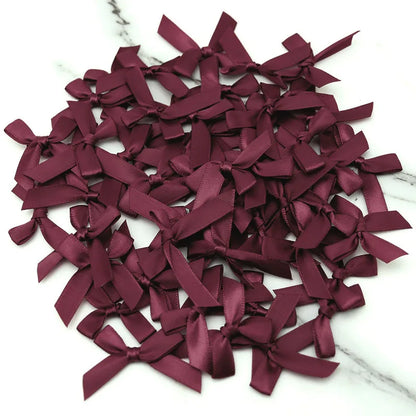 (50 Pcs) 4*4cm Colourful Ribbon Bows Small Size Polyester Satin Ribbon Bow Flower DIY Craft Decoration