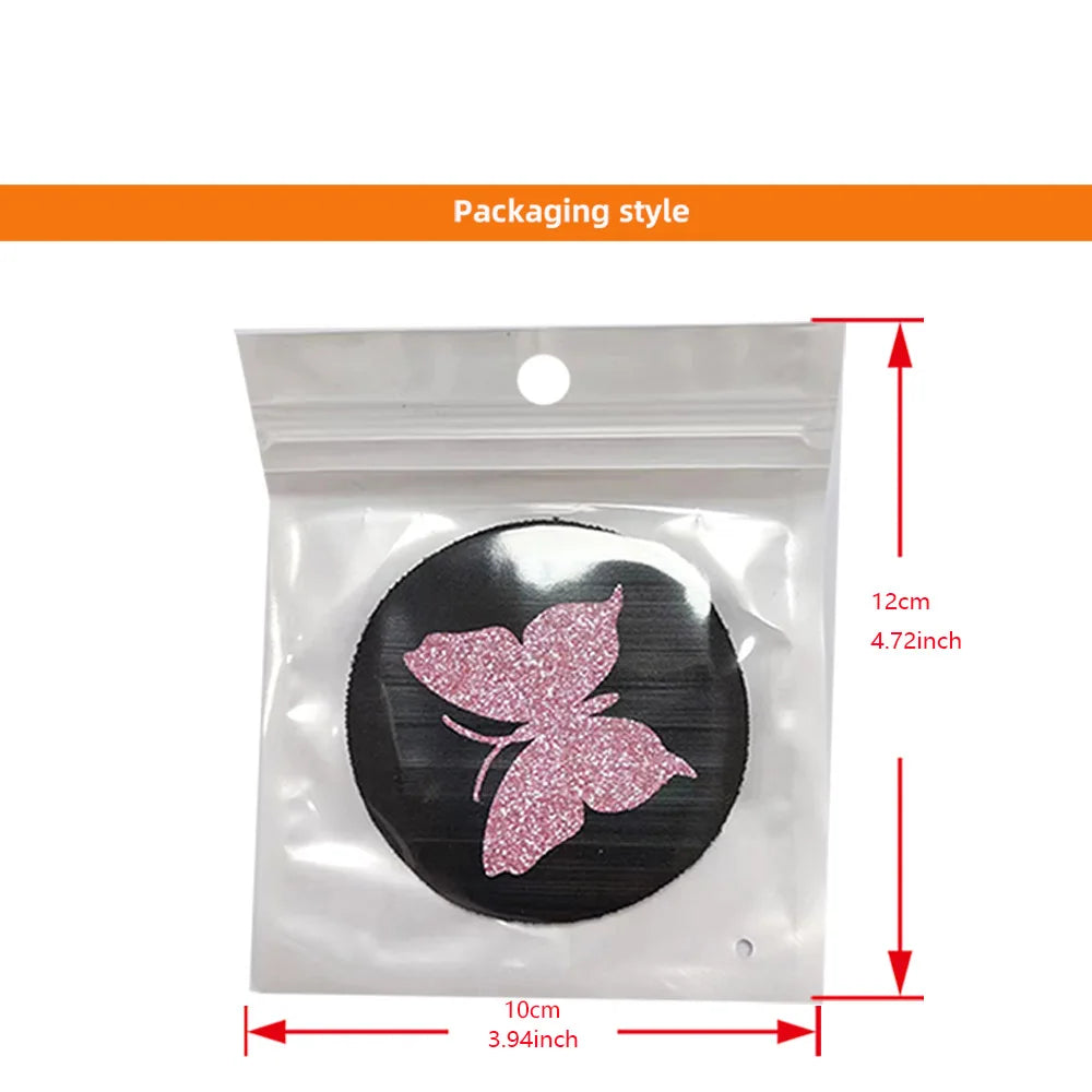 Two Cute Pink Butterflies Glitter Light Car Water Cup Pads for Women with Car Accessories