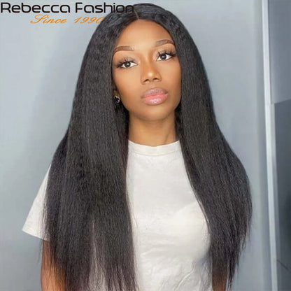 Yaki Straight U Part Wigs for Black Women Kinky Straight U Part Wig Human Hair Short Black Brown U Part Wig Kinky Straight Clip