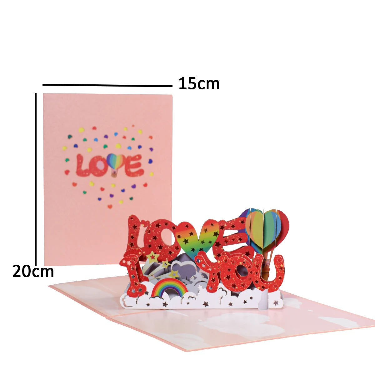 Valentine's Day Gift 3D Pop Up Card Anniversary Wedding Birthday for Wife Husband Greeting Cards with Envelope and Note Card