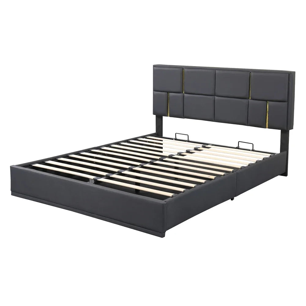 Upholstered Platform Beds with Storage System, Wood Bed Frame for Kids and Adults, Bedroom Furniture