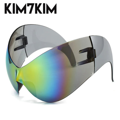 Y2k Oversized Sports Sunglasses Women 2000's Wrap Around Shield Goggle Men 2024 Luxury Brand Trends Punk Sun Glasses Male Oculos