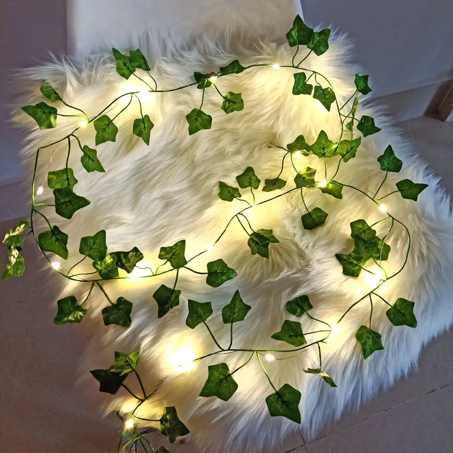 2Meter Green Leaf Ivy Vine with LED Lights String for Home Bedroom Decor Wedding Glowing Artifical Plant Garland Home Decor