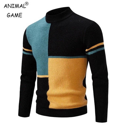 Sweatwear New Men's Autumn and Winter Casual Warm Neck Sweater Knit Pullover Tops  Man Clothes