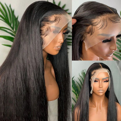 13X4 Lace Front Wig Bone Straight 180% Density Brazilian Remy Human Hair Wigs For Black Women Pre Plucked Lace Frontal Wigs