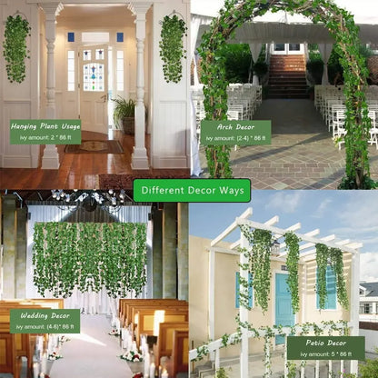 1/6pcs 2.2M Artificial Plant Green Leaves Ivy Wall Hanging Vine Plants Wedding Home Decor Garden DIY Garden Decoration