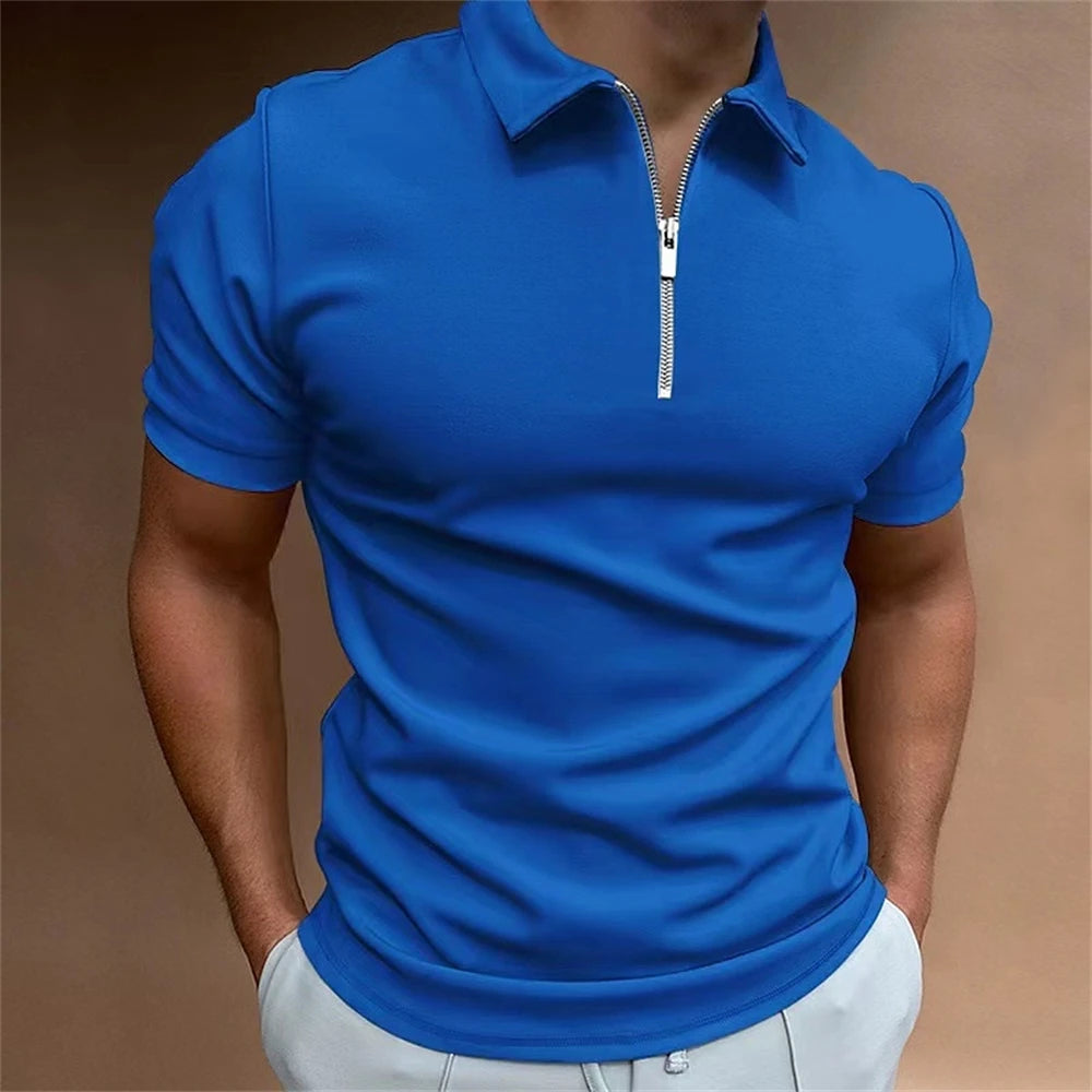 Simple Polo Shirt For Men Solid Golf Clothing Daily Casual High Quality Zip Polo Shirts Summer Breathable Quick Dry Men Clothing - MAGUSTA BEAUTY