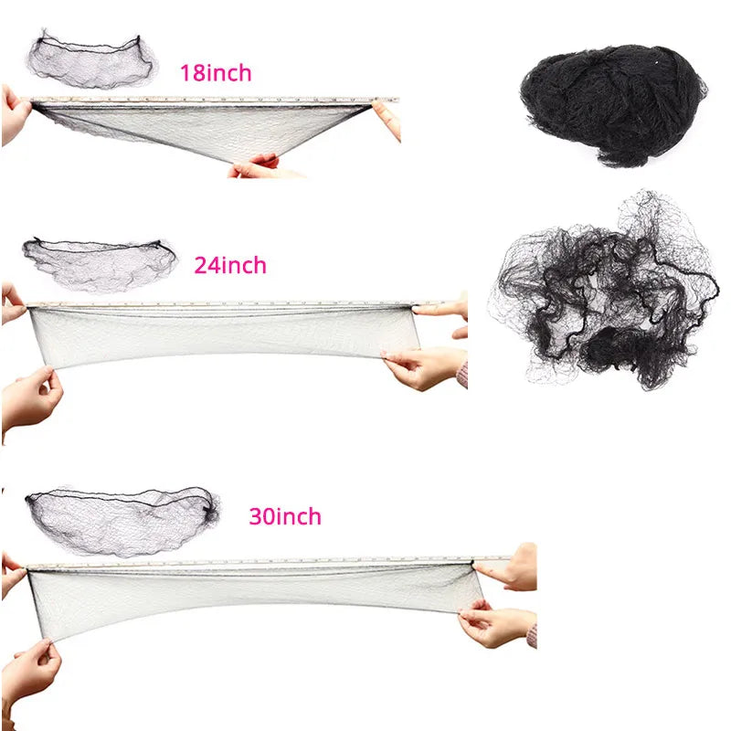 10Mm Invisible Hair Nets For Women Bun 100Pcs Elastic Edge Mesh Wig Net Cap For Hair Styling 24Inch 30Inch 36Inch 40Inch 46Inch