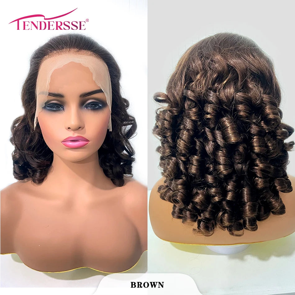 100% Indian Hair Bouncy Curly Loose Wave 13x4 HD Lace Front Wig Ombre Double Drawn Curl Wig 250% Density Glueless with Baby Hair