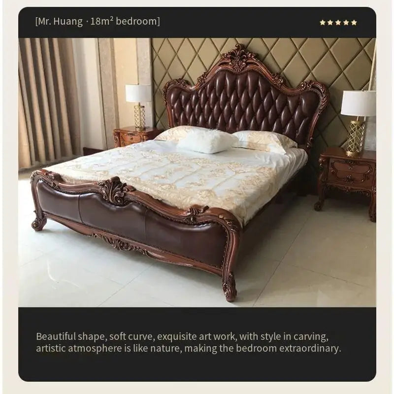 Unique Luxury Double Bed Elegant Leather King Size Bed Loft Modern Cama Matrimonial Queen Bed Set Furniture