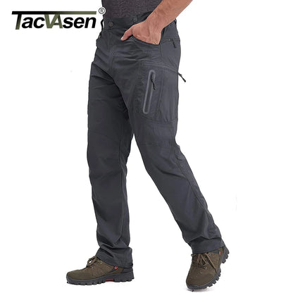 TACVASEN Summer Lightweight Trousers Mens Tactical Fishing Pants Outdoor Hiking Nylon Quick Dry Cargo Pants Casual Work Trousers