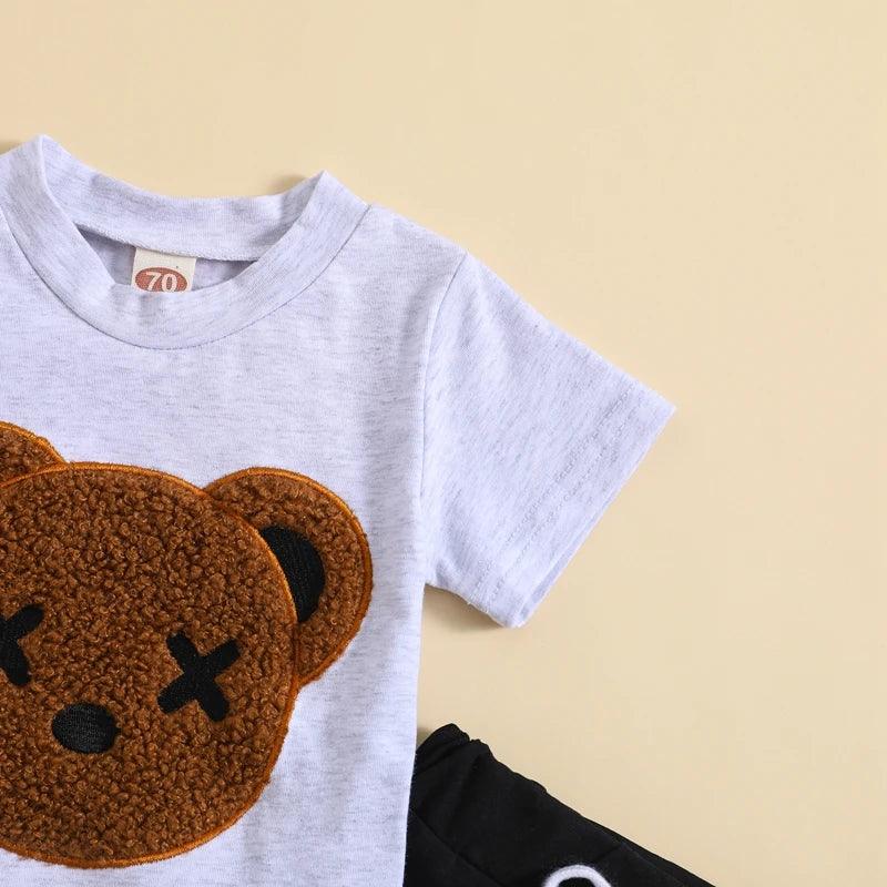 Toddler Baby Boy Summer Bear Outfits  Short Sleeve Top and Shorts Casual Baby Boy Clothes Set 6 12 18 24 Months - MAGUSTA BEAUTY