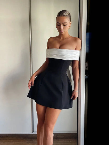 Women Sexy Backless Short Dress Fashion Sleeveless Big Bow Mini  Dress Lady Evening Party Dress 2025 Summer New Women's Clothing