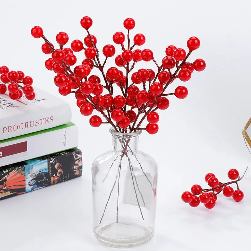 1-10pcs Christmas Simulation Berry 14 Berries  Artificial Flower Fruit Cherry Plants Home Christmas Party Decoration DIY Gift