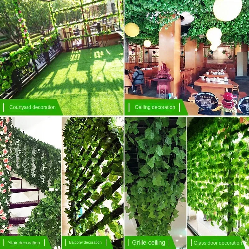 1/6pcs 2.2M Artificial Plant Green Leaves Ivy Wall Hanging Vine Plants Wedding Home Decor Garden DIY Garden Decoration