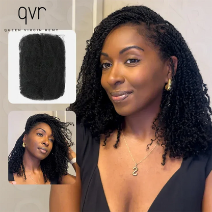 QVR Afro Kinky Bulk Human Hair 1PC Kinky Curly Bulk QVR Braiding Hair For Braiding DreadLock 50g Hair Extentions Natural Color