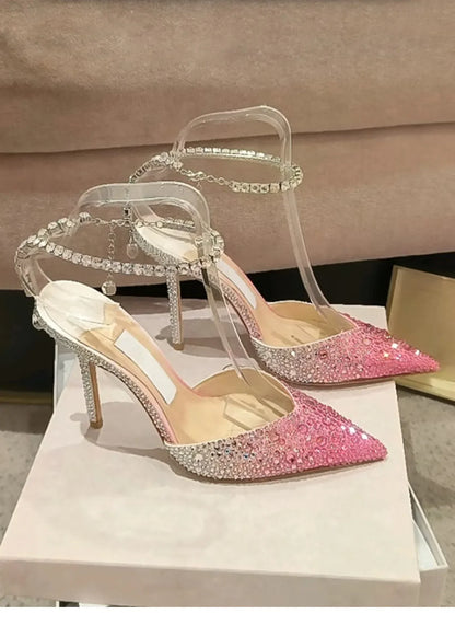 Women's High Heels Gradient Rhinestone Studded Diamond Fashion Suitable for Parties, Weddings, Bridesmaid Shoes, Dates, Fashion