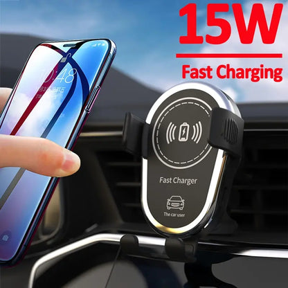 15W Wireless Car Charger Mount Air Vent Mobile Phone Holder Stand Fast Charging Station For iPhone 14 13 12 11 X Xiaomi Samsung