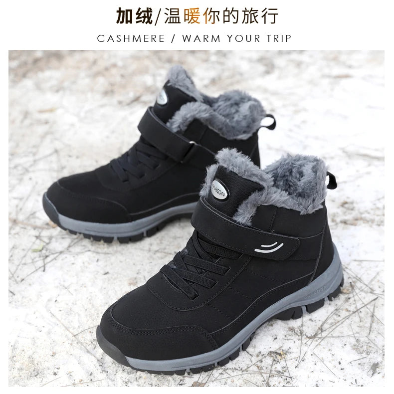 Winter Women Snow Boots Warm Plus Velvet Men Cotton Shoes Windproof Women's Boots Comfortable Casual Shoes Non-slip Hiking Boots