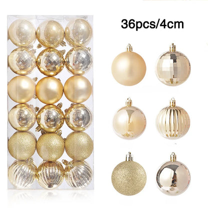 1Box 24/36pcs Christmas Ball Christmas Tree Ornament Hanging Pendent Xmas Decoration 2023 Christmas Ornaments Navidad Gifts 2024