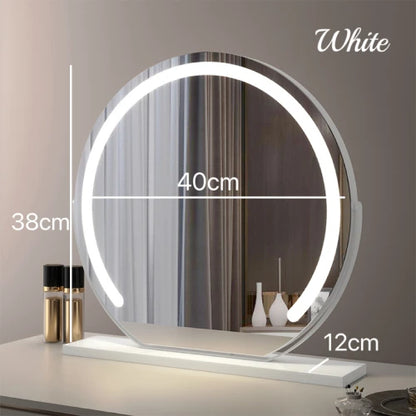 Vanity Mirror with Lights LED Round Makeup Mirror for Bedroom with 15X Magnification Smart Touch Dimmable 3 Modes 360° Rotation