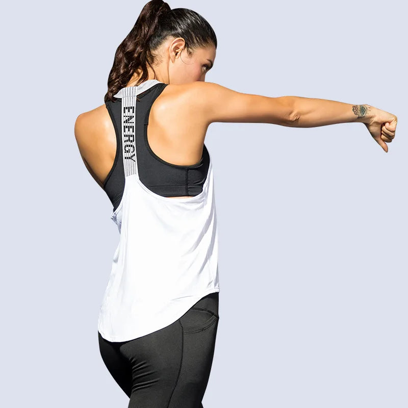 Women Gym Tops Black Sleeveless Yoga Top Women Fitness Shirt Gym Vest Running workout Sports Tops Letter Backless Shirt