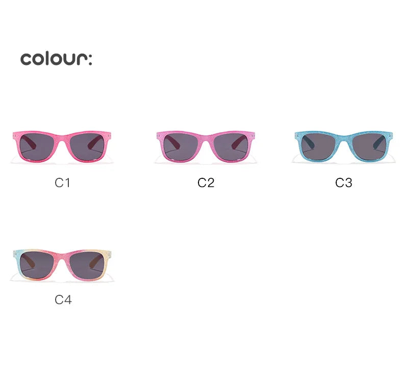 2024 New Trendy Cool Children's Colorful Shiny Square Sunglasses Girls Trendy Fashionable Cute Sun Glasses Kids Eyewear