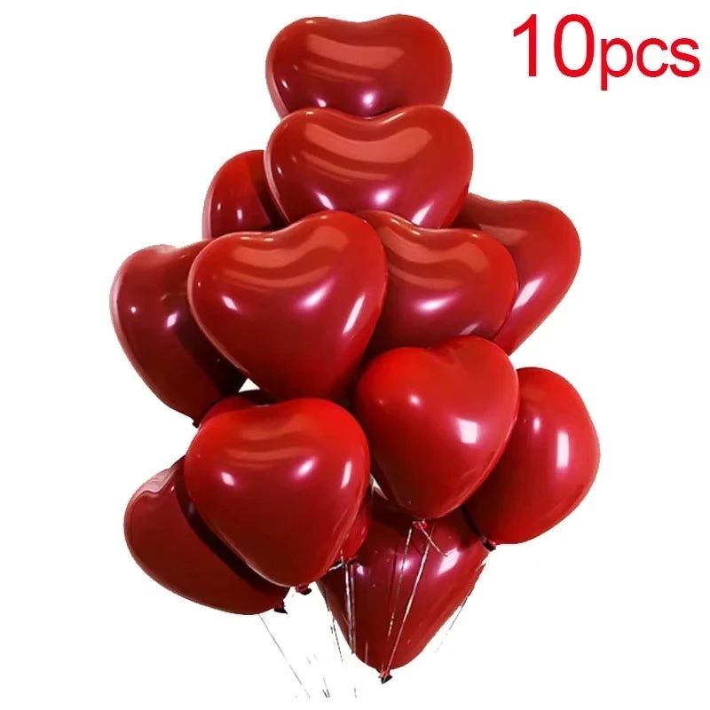 Valentine 50/10pcs Red Heart Balloons Inflatable Latex Balloon for Valentine’s Day Wedding Party Anniversary Decoration Supplies