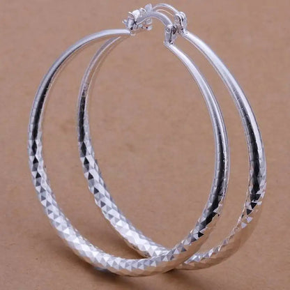 URMYLADY 925 Sterling Silver big Earring women lady 5cm circle top quality fashion wedding beautiful women Jewelry free shipping