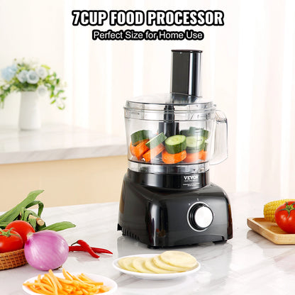 VEVOR Food Processor 7-Cup Vegetable Chopper for Chopping Slicing 350 Watts Stainless Steel Blade Professional Electric Food