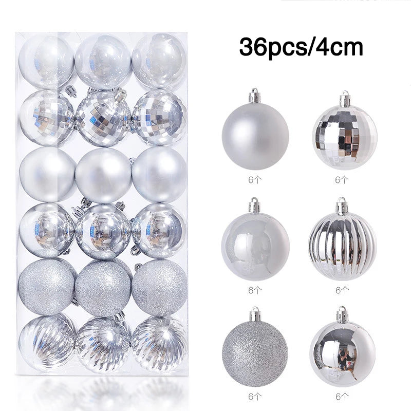 1Box 24/36pcs Christmas Ball Christmas Tree Ornament Hanging Pendent Xmas Decoration 2023 Christmas Ornaments Navidad Gifts 2024