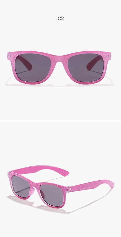 2024 New Trendy Cool Children's Colorful Shiny Square Sunglasses Girls Trendy Fashionable Cute Sun Glasses Kids Eyewear