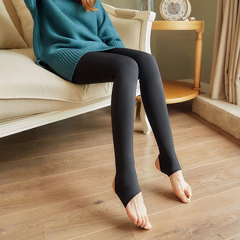 Women Thermal Leggings Winter Warm Sexy Elastic Translucent Pantyhose Female Fleece Thermal High Waist Slim Thicken Tight Pants